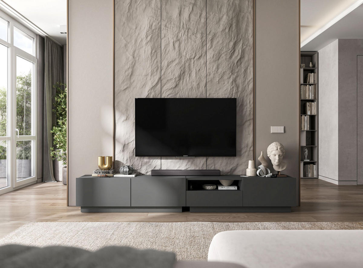TV-SCHRANK Enjoy Graphit matt Loft Schublade 120 cm - Grau, Holzwerkstoff (120/37/35cm) - Meble Lindner
