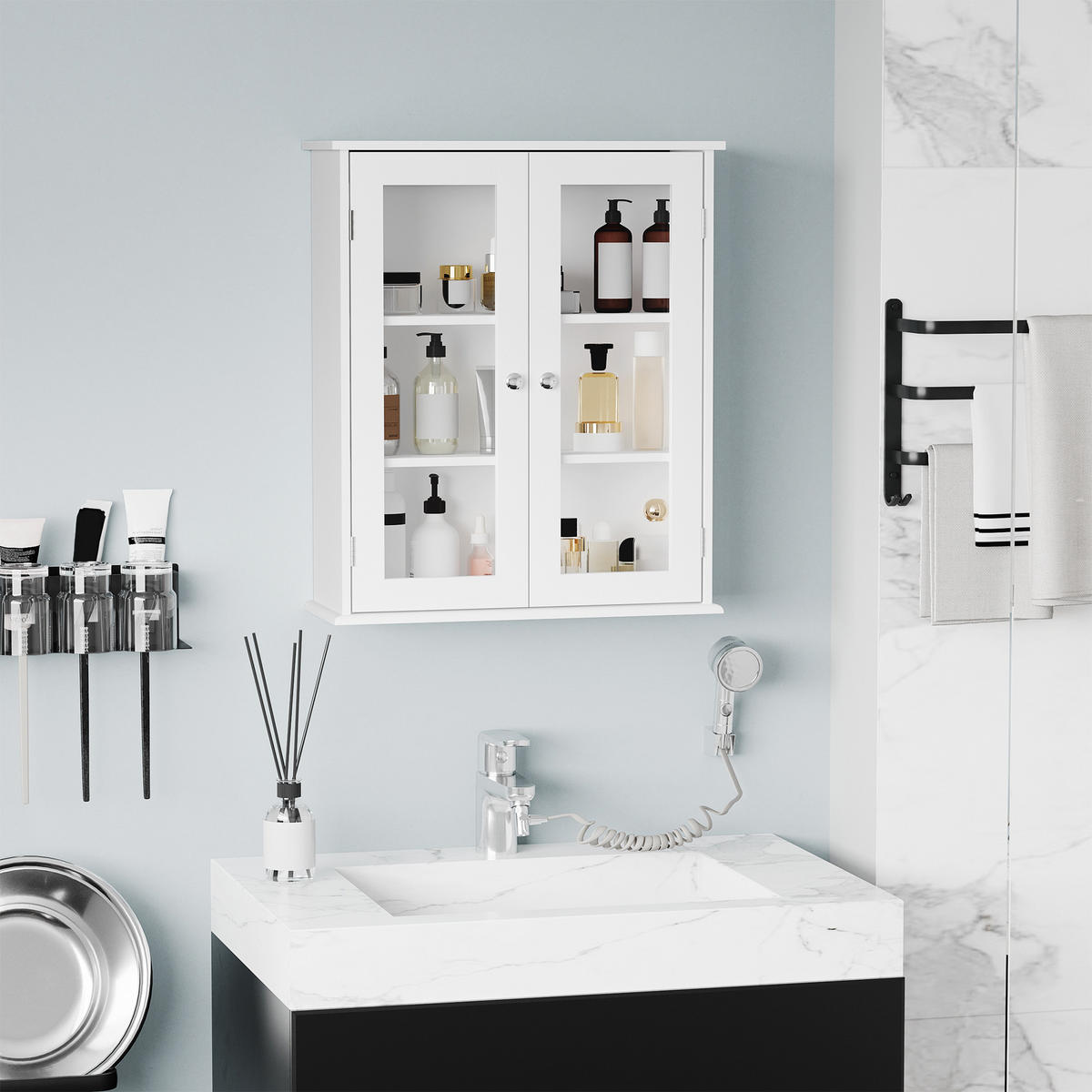 HÄNGESCHRANK Weiß 1 Stück - Weiß, Kunststoff (55/65/20cm) - GiPP