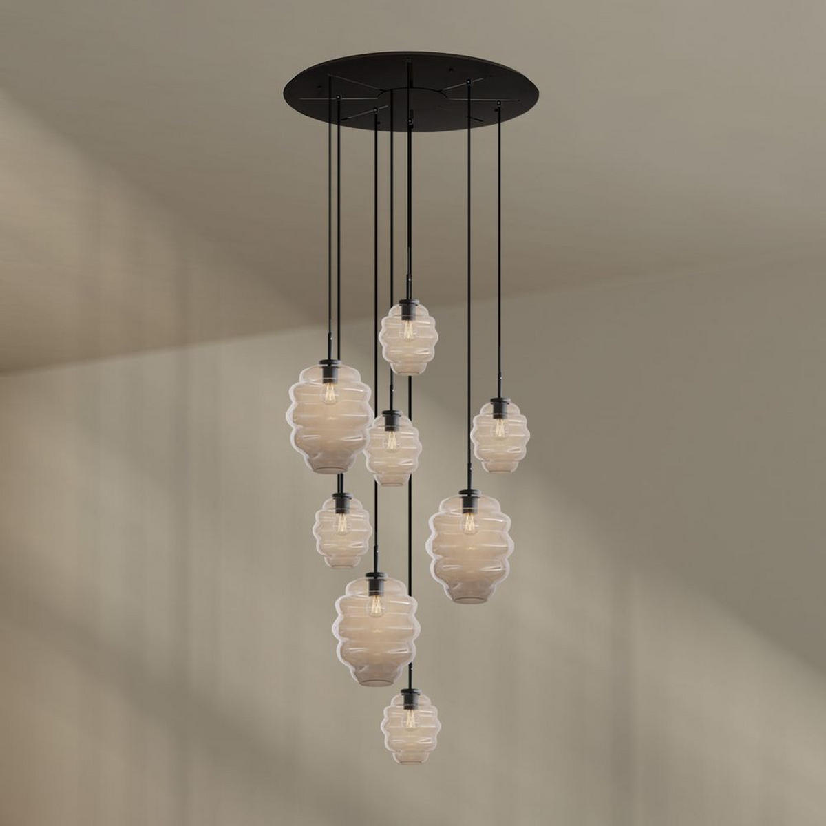 GALERIELEUCHTE Echos 8-flammig Klar Ø 18/25cm - Klar/Schwarz, Glas (18/18/20cm) - s.luce