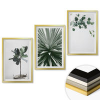 WANDBILDER 3er Set - 40x60 cm Goldrahmen - Minimalismus mit grünen Pflanzen - Goldfarben, Kunststoff (40/60cm) - ArtPrintCave