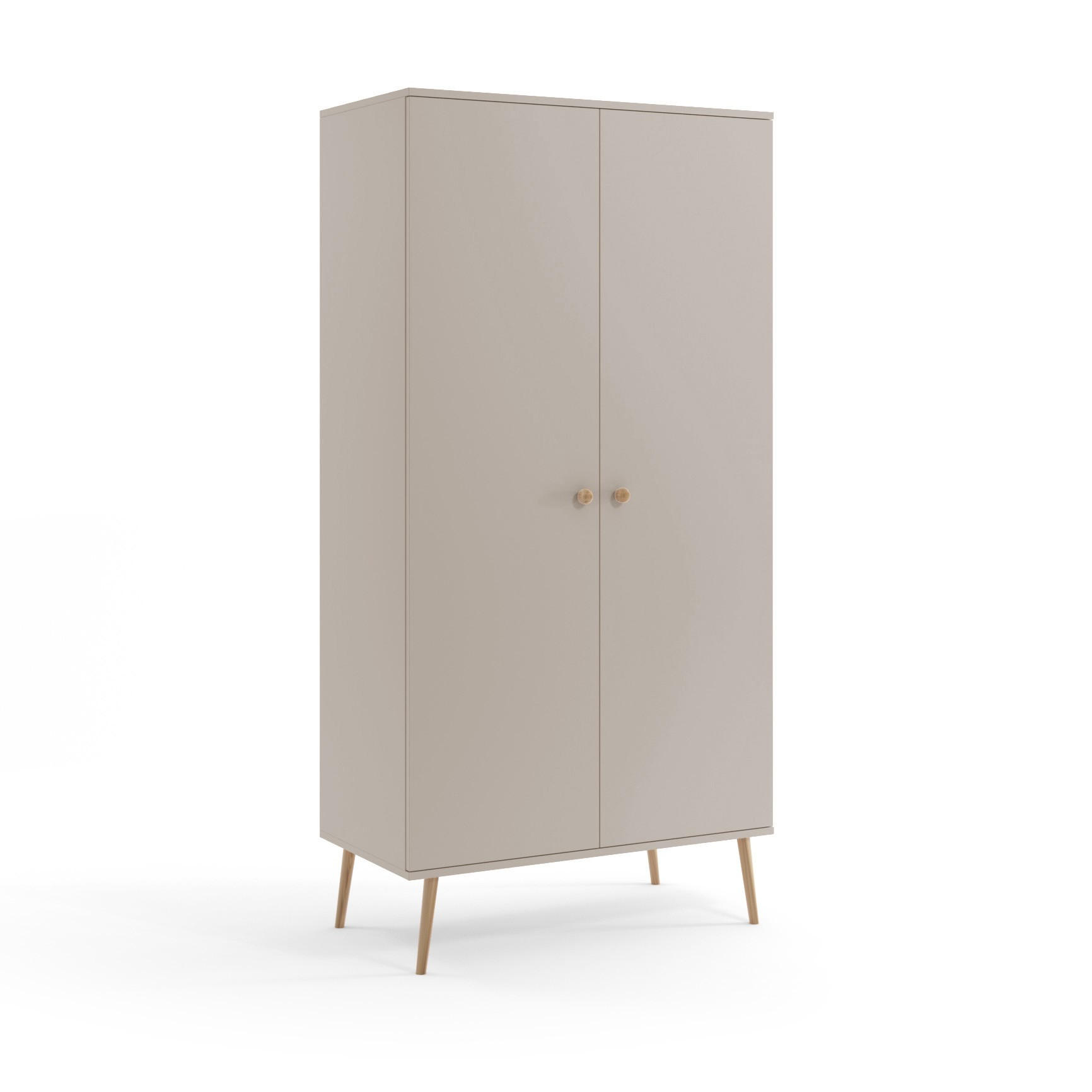 KLEIDERSCHRANK Ikon Kaschmir, Drehtürenschränk mit Holz Beine - Kaschmir/Beige, Holz/Holzwerkstoff (100/202/52cm) - Bettso