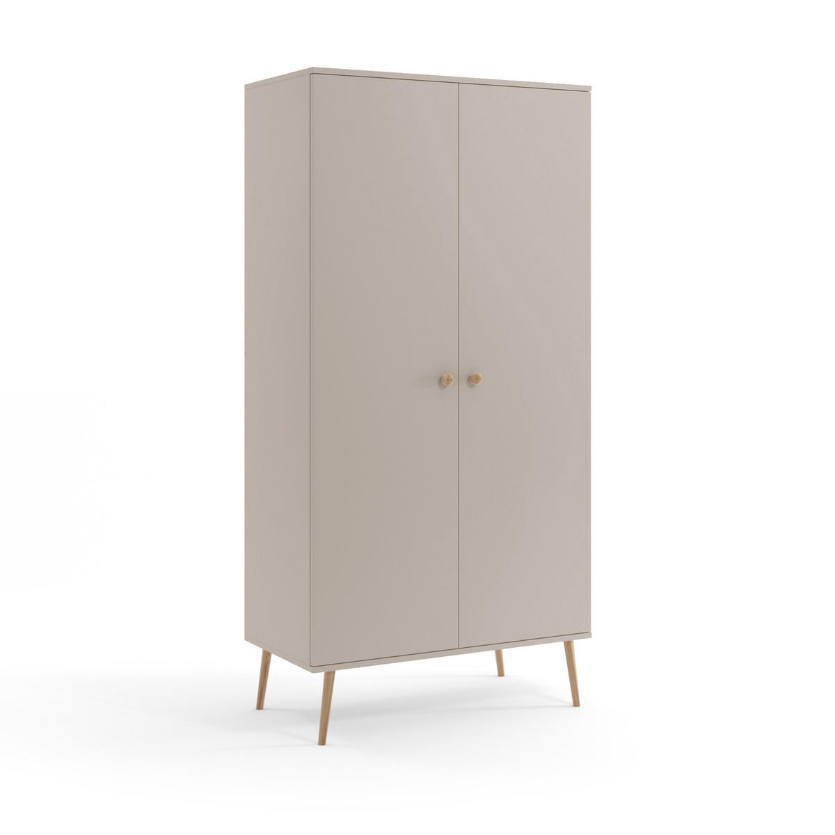 KLEIDERSCHRANK Ikon Kaschmir, Drehtürenschränk mit Holz Beine - Kaschmir/Beige, Holz/Holzwerkstoff (100/202/52cm) - Bettso