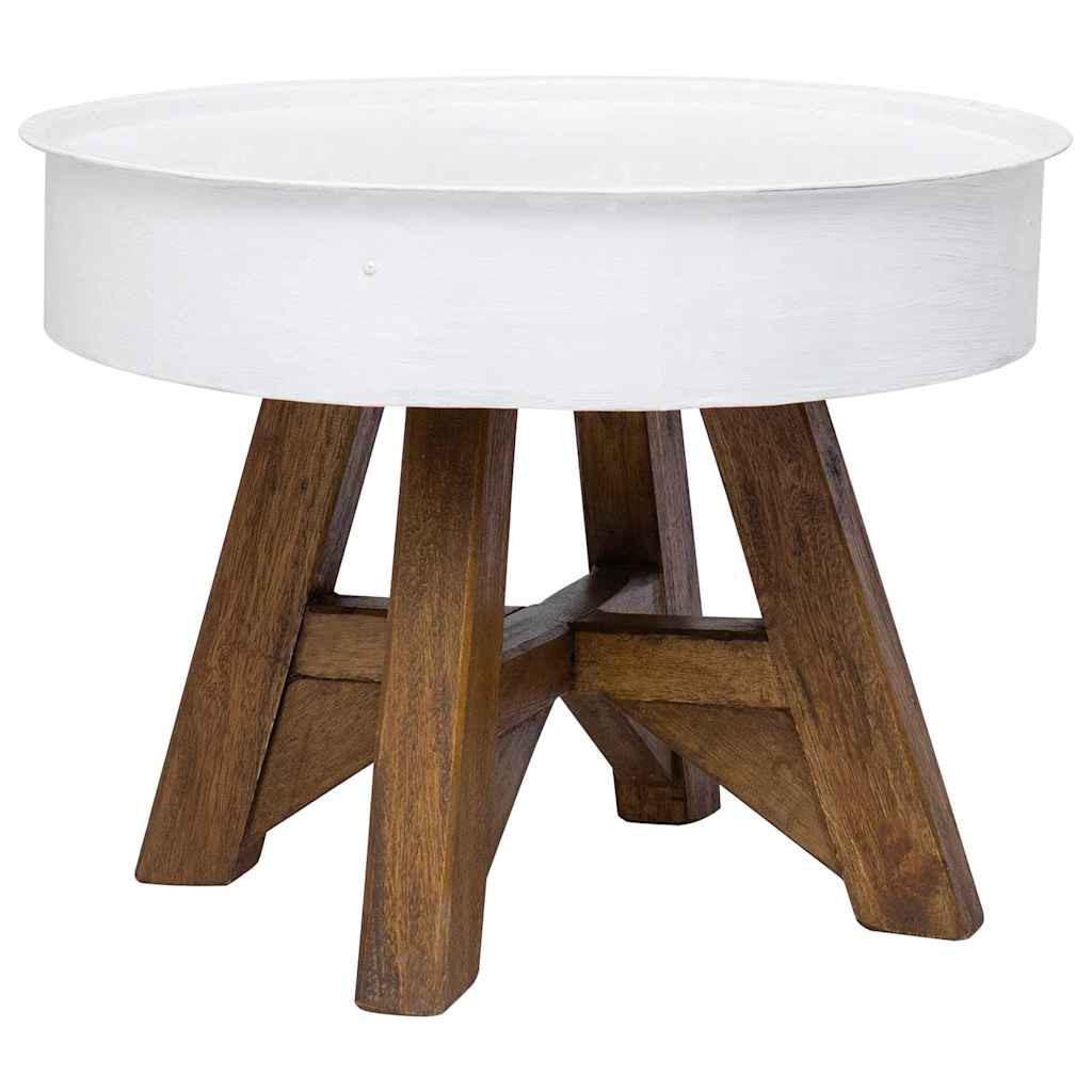 COUCHTISCH Altholz Massiv 60x45 cm Weiß - Weiß, Metall (60/60/45cm) - furnicato