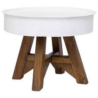 COUCHTISCH Altholz Massiv 60x45 cm Weiß - Weiß, Metall (60/60/45cm) - furnicato