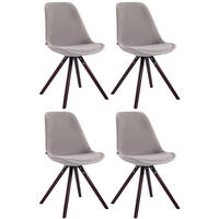 STUHL 4er Set Samt grau - Grau/Cappuccino, Holz/Textil (48/84/56cm) - CLP