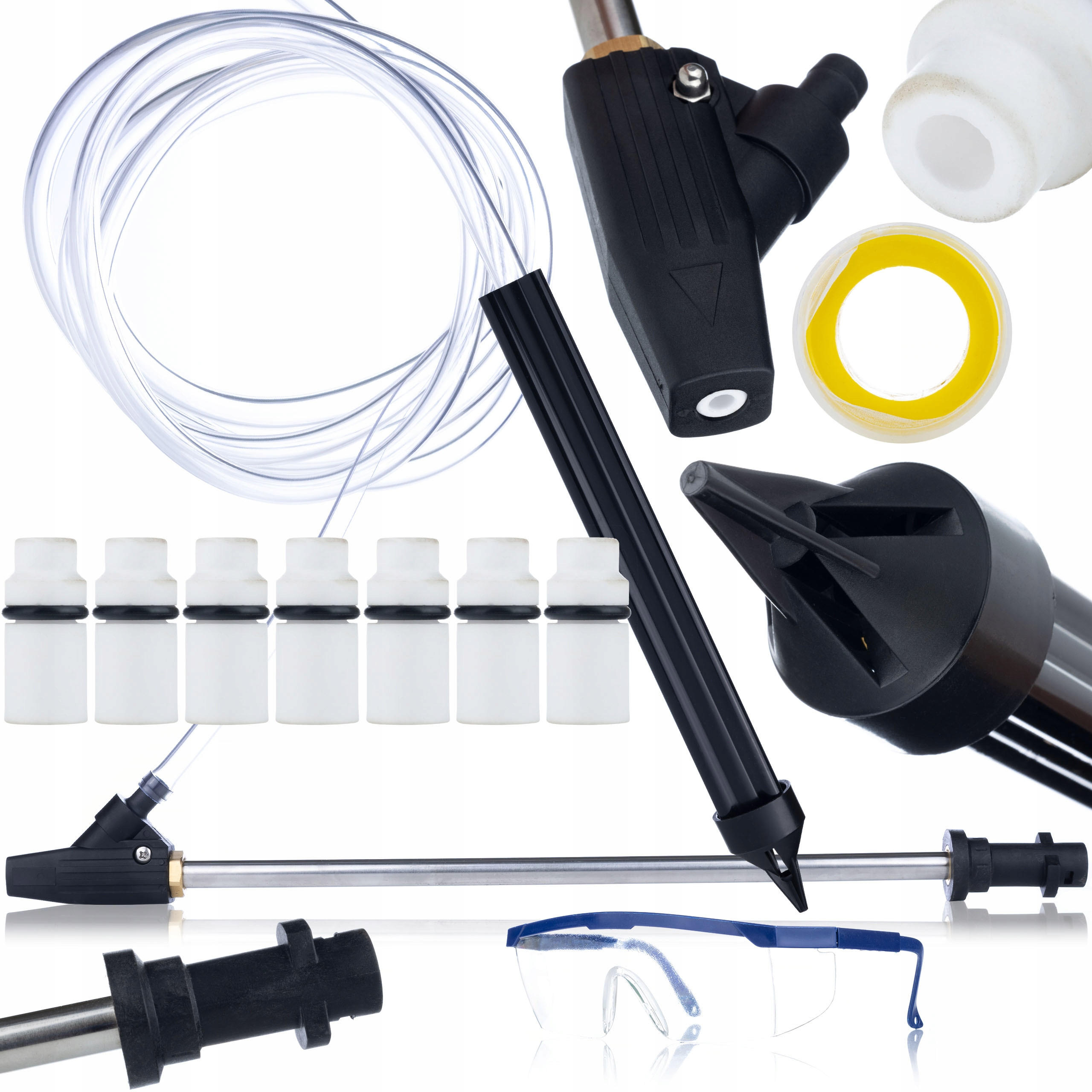 DÜSE Universal 7-tlg. Set, Injektor, Hochdrucklanze, Schlauch, Schutzbrille, 160 bar, 10 l/min, 60 °C - Multicolor, Kunststoff/Metall (10/10/10cm)