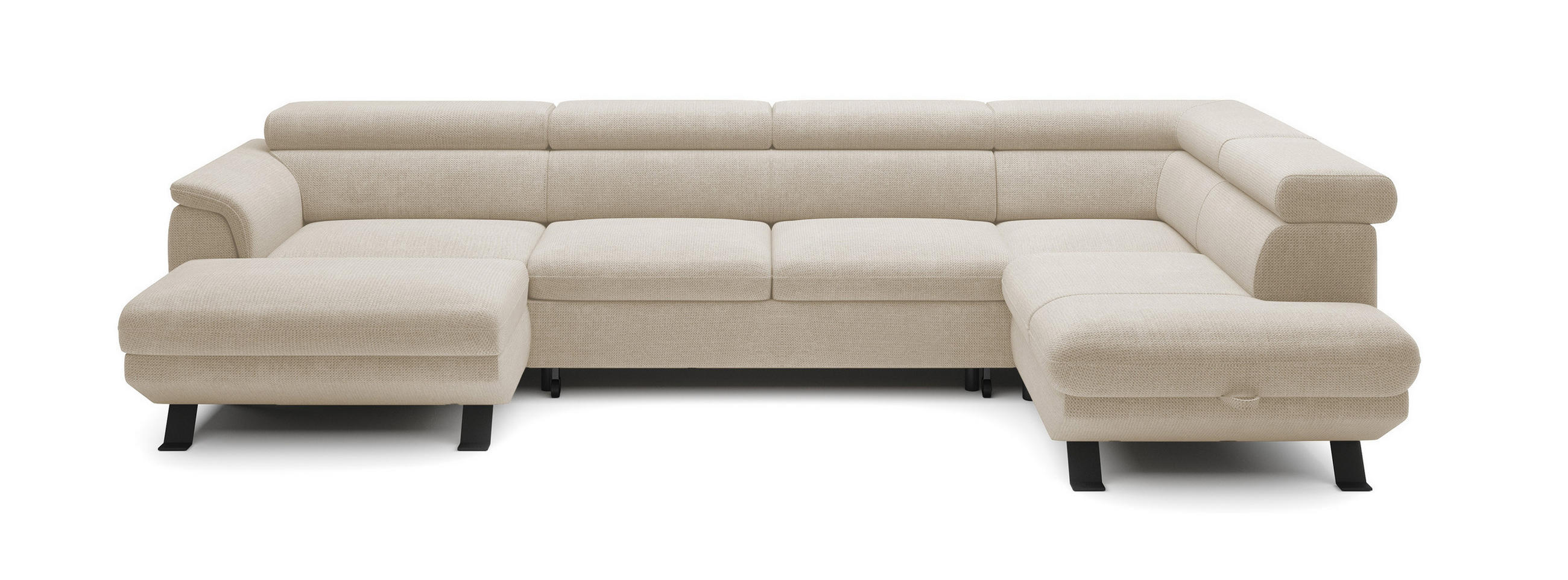 ECKSCHLAFSOFA Raven XL, Verstellbaren Kopfstützen, Bettkasten, Großes Sofa 334x198x162cm Rechte, Perle - Perlmutt, Holz/Textil (334/198cm) - DomoHome