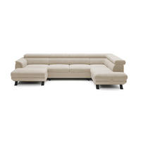 ECKSCHLAFSOFA Raven XL, Verstellbaren Kopfstützen, Bettkasten, Großes Sofa 334x198x162cm Rechte, Perle - Perlmutt, Holz/Textil (334/198cm) - DomoHome