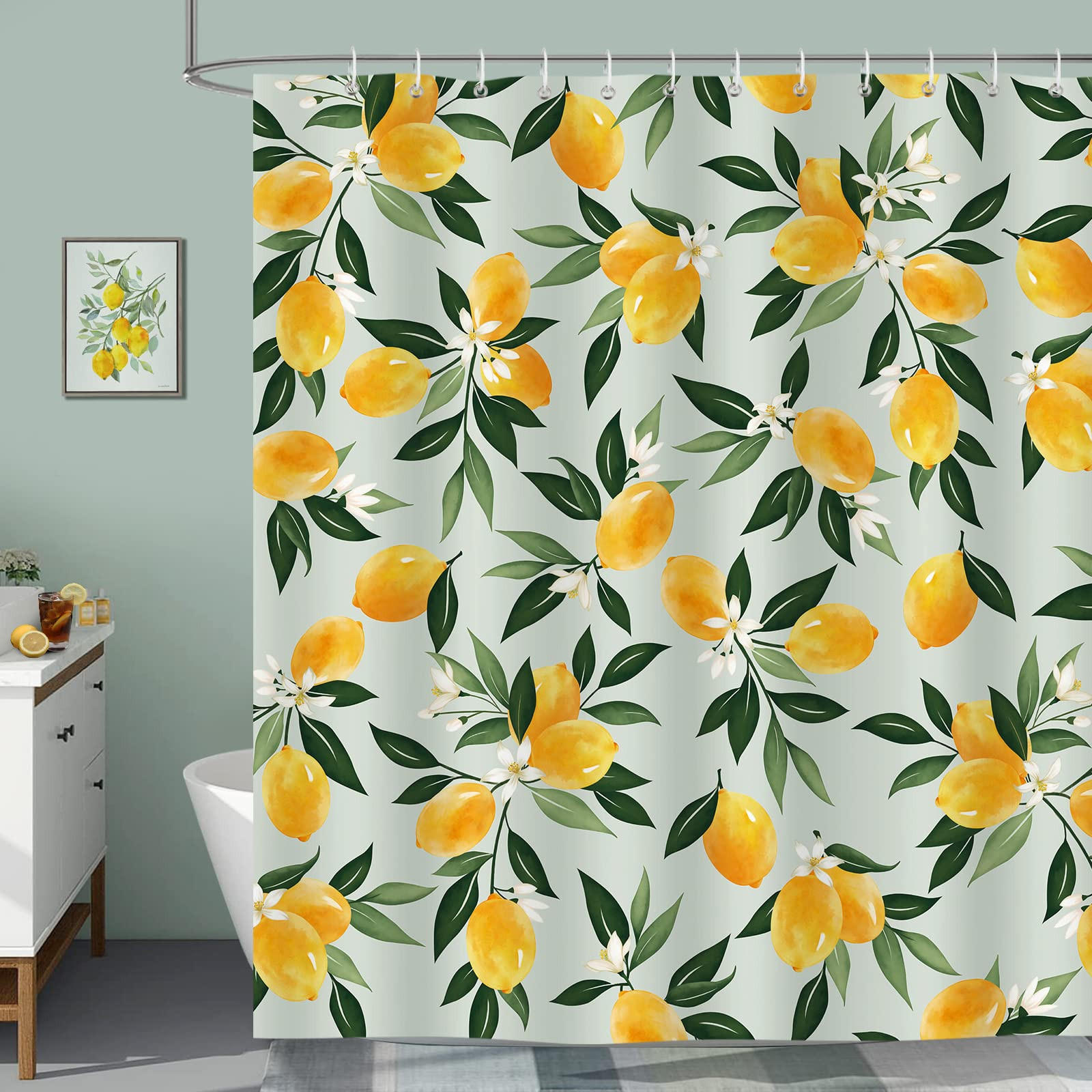DUSCHVORHANG Gelb wasserdicht maschinenwaschbar mit Haken für Badewanne - Gelb, Textil (200/180cm) - MCBOSON