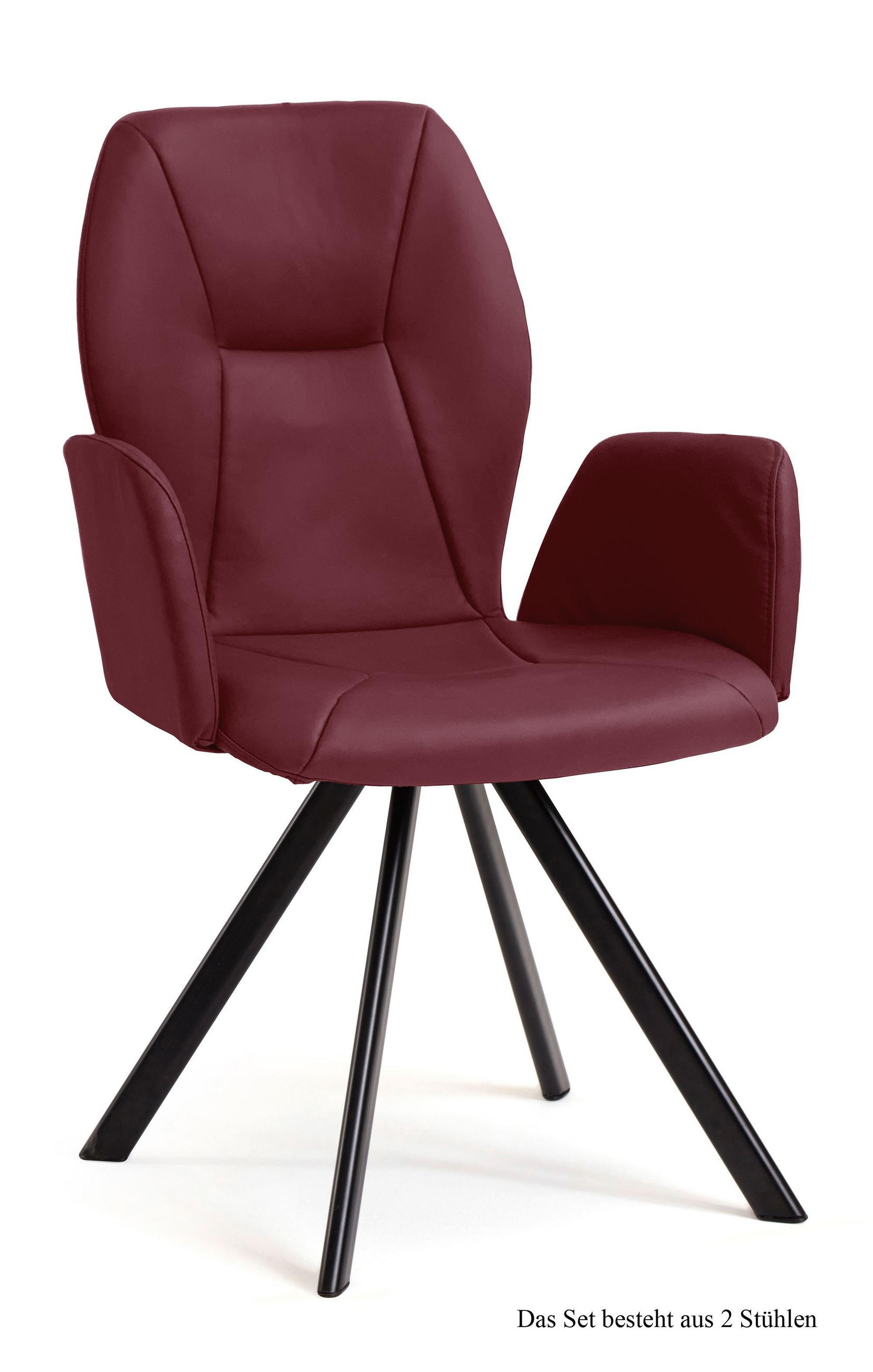 ARMLEHNSTUHL (2er-Set) Denna 58x92x60 Schwarz/Marsala - Brombeere/Schwarz, Kunststoff (60/92/58cm) - 58aufmkessel