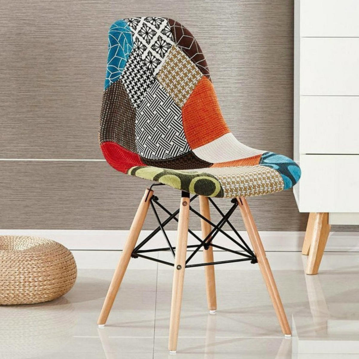 STUHL Stoff Mehrfarbig - Multicolor, Holz (47/82/47cm) - Life Interiors