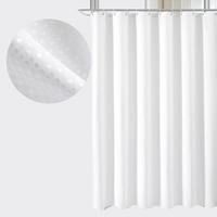 DUSCHVORHANG Waffelstruktur mit Ringen Badewanne schimmelresistent robust - Weiß, Textil (180/180cm) - MCBOSON