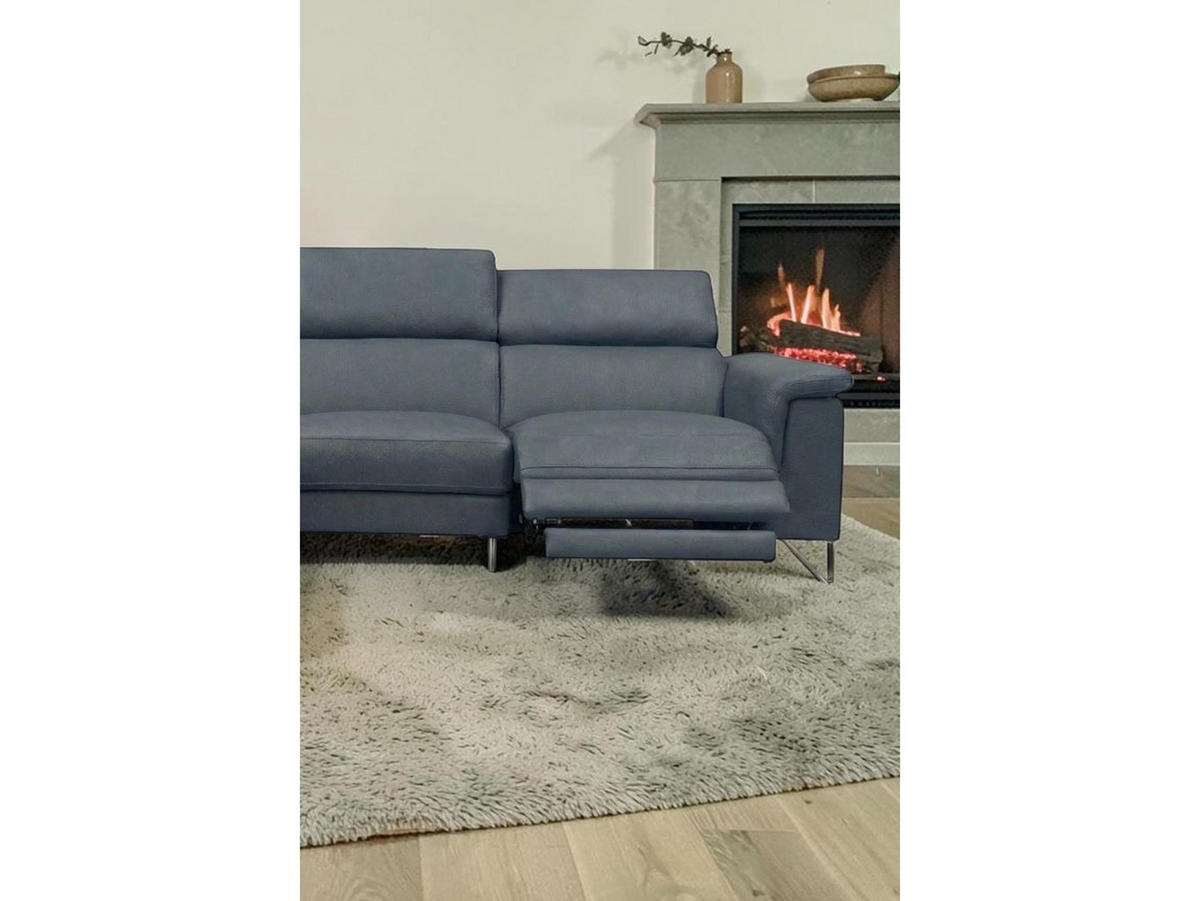 ECKSOFA Antares Echtleder mit 1 x Relaxfunktion Anthrazit - Anthrazit, Leder/Metall (224/276cm)