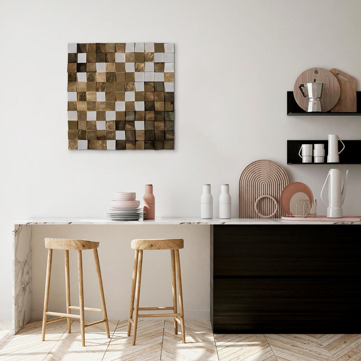 HOLZBILD Grau 75/75 cm - Braun/Grau, Holz (7/75cm) - KUNSTLOFT
