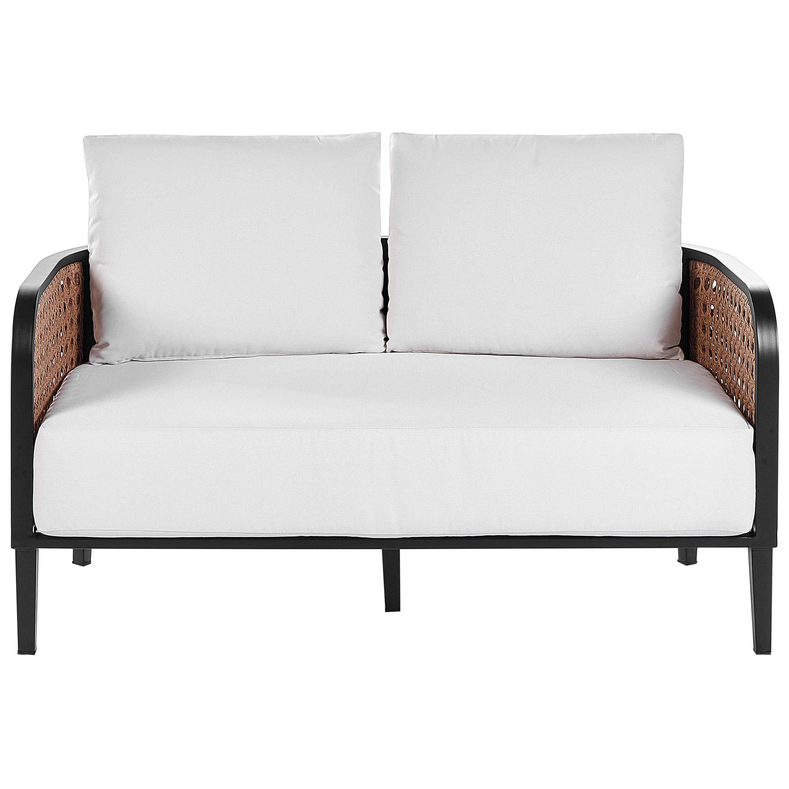 GARTENSOFA 2-Sitzer Aluminium weiß Montefalco - Creme, Metall (74/87/137cm) - Beliani