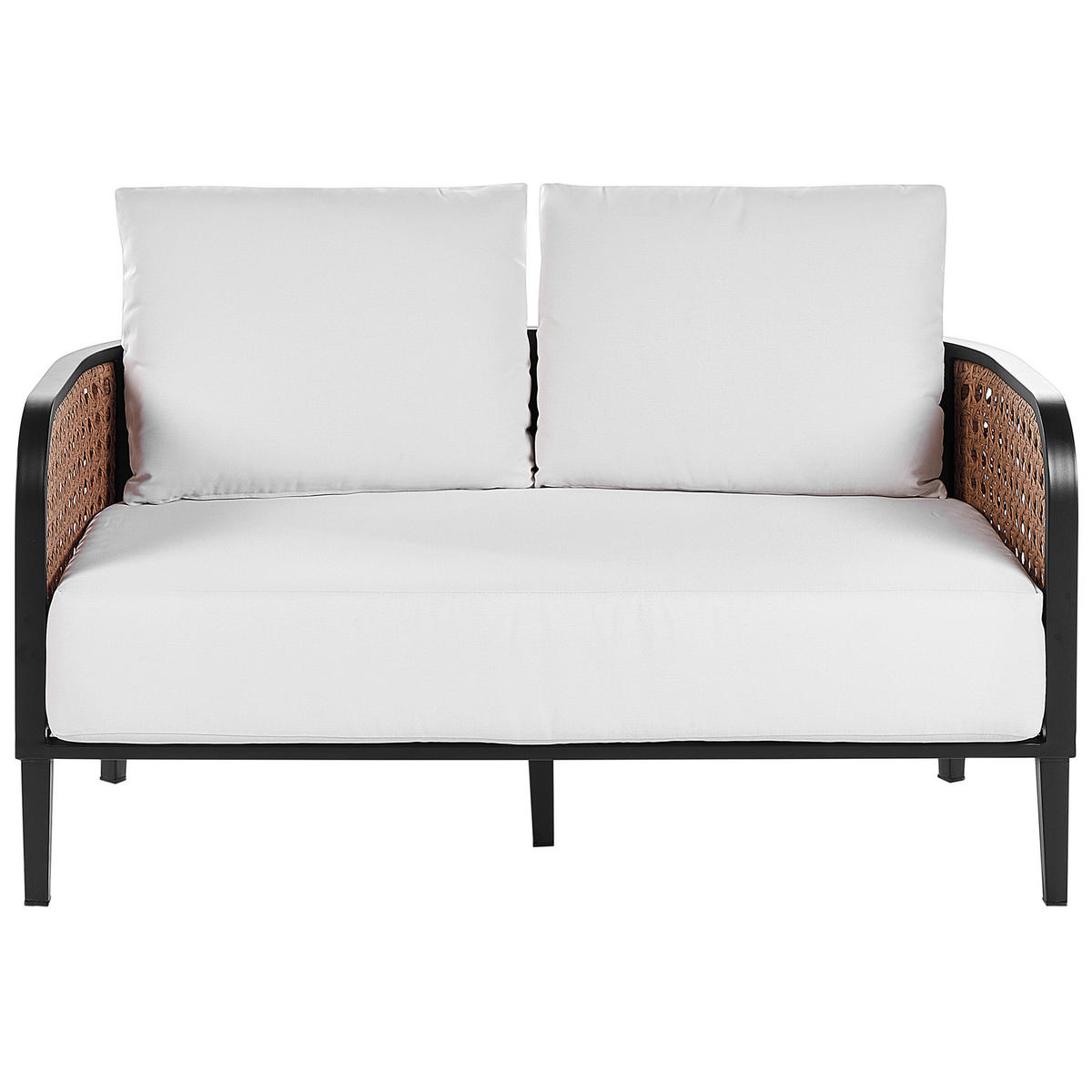 GARTENSOFA 2-Sitzer Aluminium weiß Montefalco - Creme, Metall (74/87/137cm) - Beliani