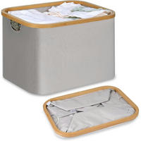WÄSCHEKORB faltbar 50L Bambus Stoff Hellgrau - Grau, Naturmaterialien (33/33/44cm)