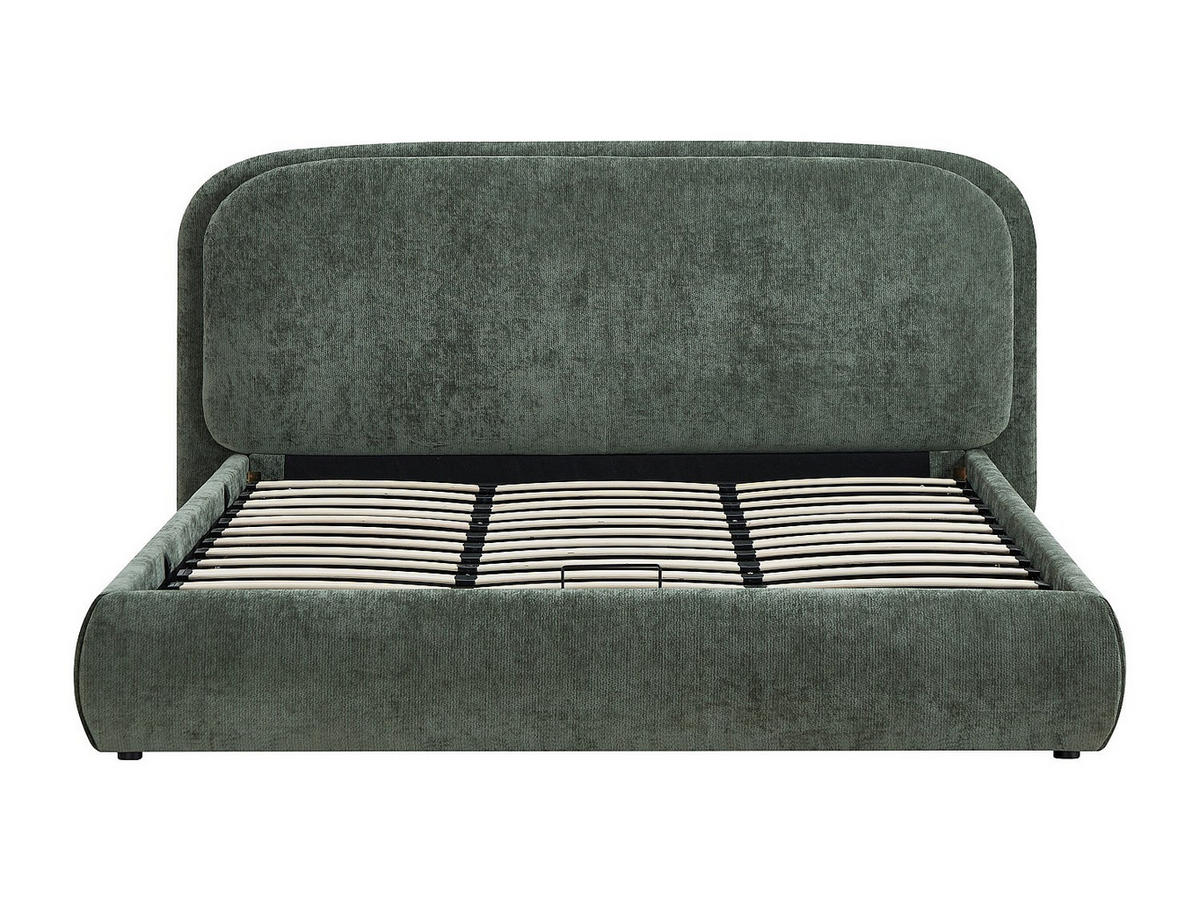 BETT mit Bettkasten - 2 Personen - Stoff - Grün - - Grün, Textil (160/200cm) - Vente-Unique