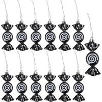 WEIHNACHTSBAUMSCHMUCK Zuckerstange 12-teiliges Set 8 cm - Schwarz, Kunststoff (3/3/9cm)