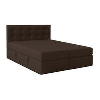 BOXBETT BAUNEI 140x200 cm mit Bettkasten und Matratze - Grau - Schwarz/Braun, Holz/Holzwerkstoff (140/200cm) - AX Living