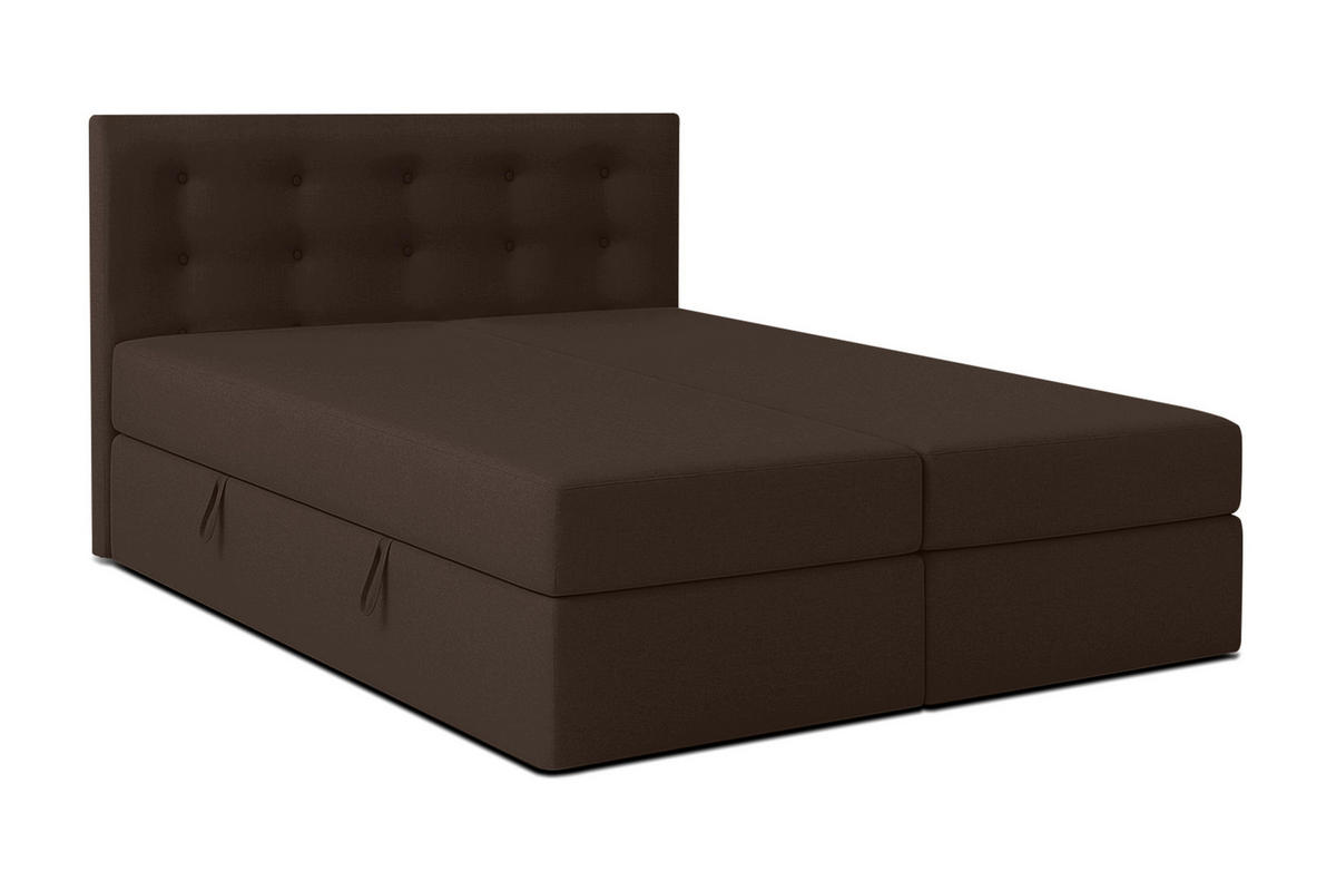 BOXBETT BAUNEI 140x200 cm mit Bettkasten und Matratze - Grau - Schwarz/Braun, Holz/Holzwerkstoff (140/200cm) - AX Living
