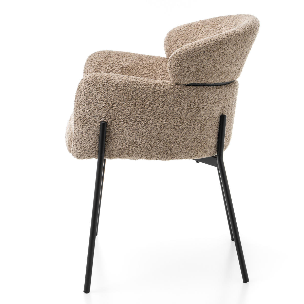 STUHL BOLZANO gepolsterter mit Steppung - dunkelbeige - Boucle - Beige/Schwarz, Textil/Metall (62/80/61cm) - NEW HOME