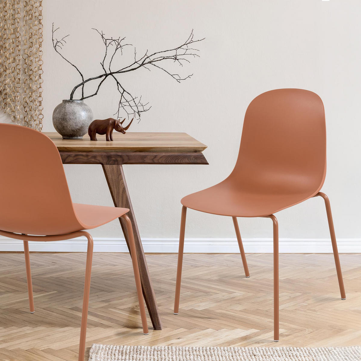 STAPELSTUHL Kunststoff terracotta - Terra cotta, Kunststoff/Metall (51/85/53cm) - CLP