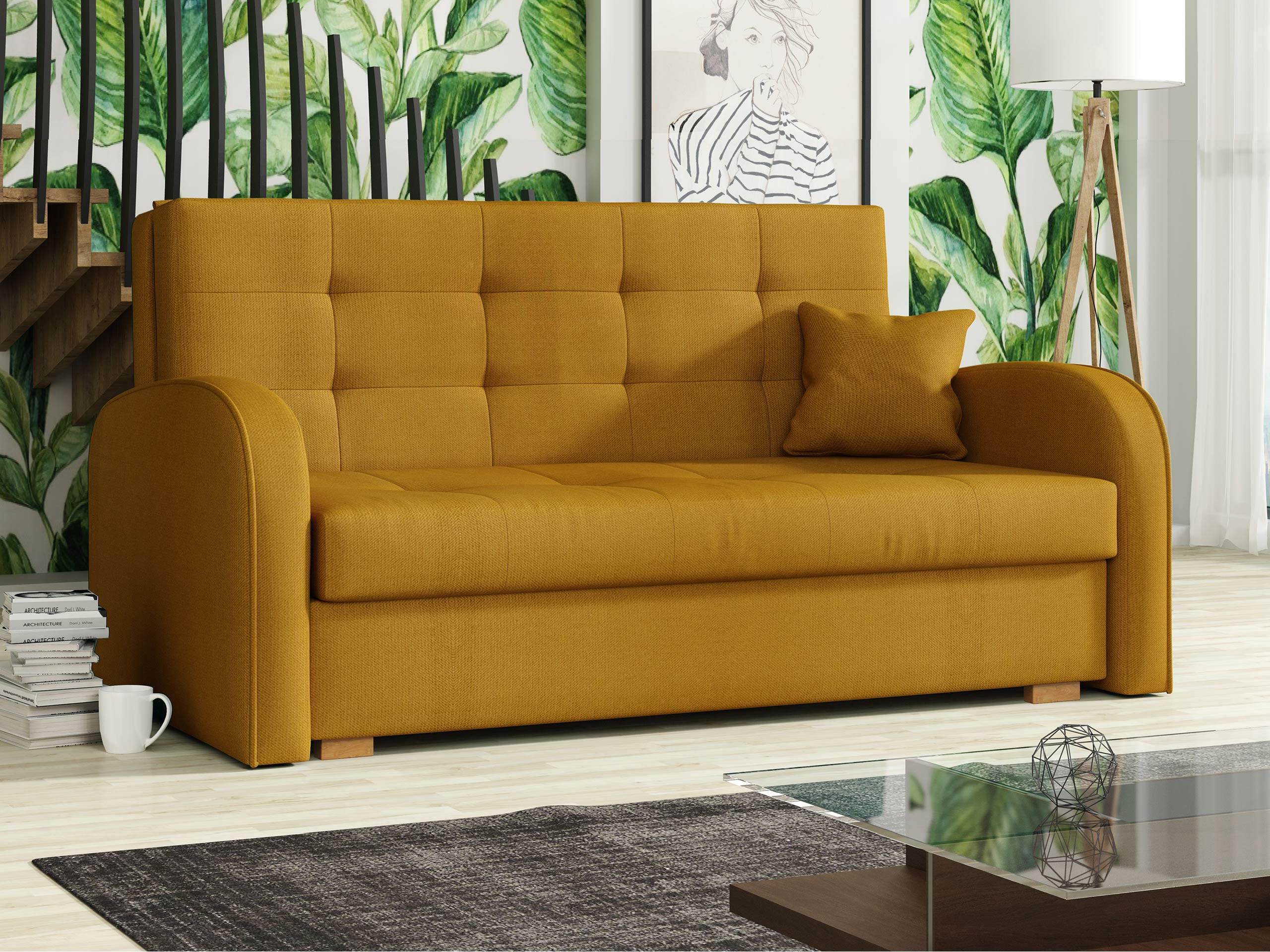 SCHLAFSOFA Viva Gold III - Dunkelgelb/Braun, Holz/Textil (153/85/98cm) - MIRJAN24