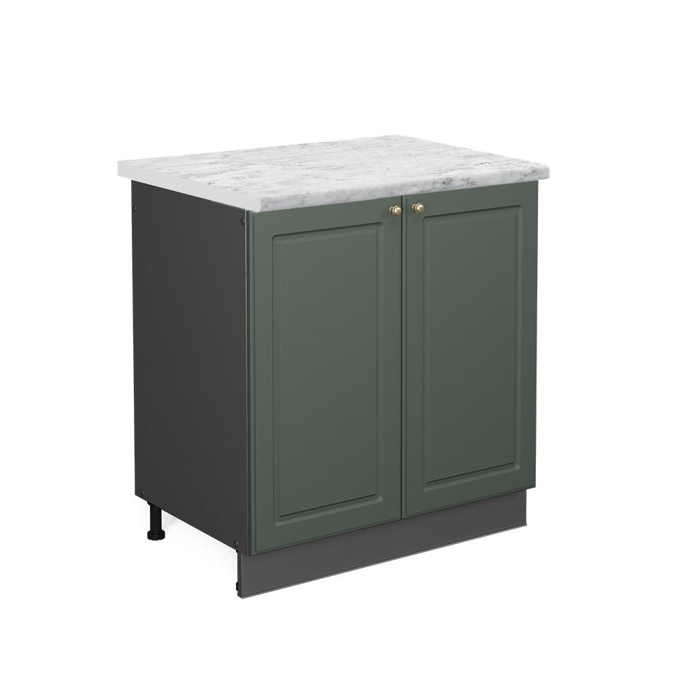 SPÜLENUNTERSCHRANK Fame-Line Grün-Gold Landhaus 80 cm , AP Marmor - Anthrazit/Grün, Holzwerkstoff (80/82/60cm) - Vicco