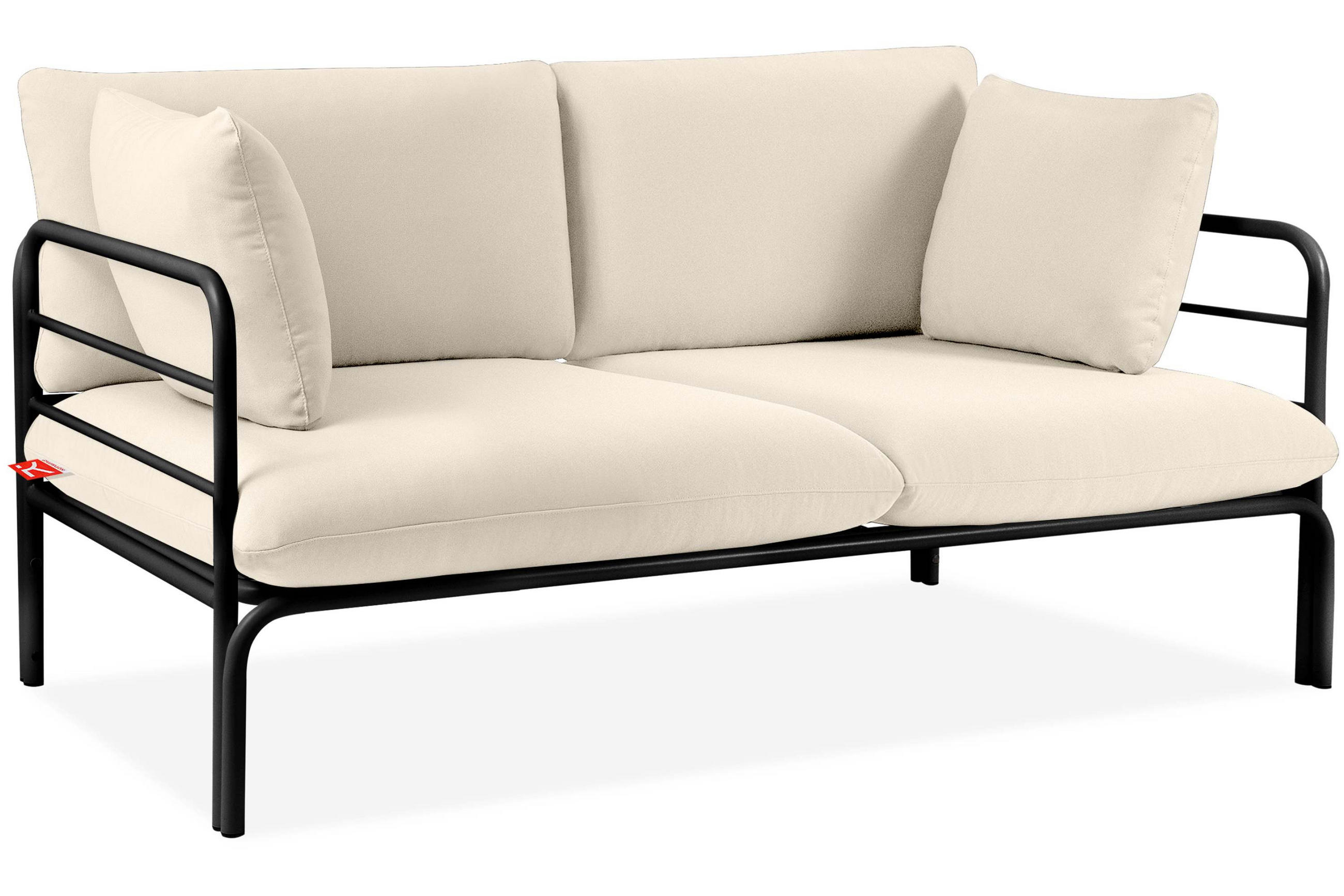 GARTENSOFA RAMBE 2-Personen mit Kissen, Anthrazit/Cremeweiß - Dunkelgrau/Creme, Textil/Metall (150/80/80cm) - KONSIMO®