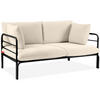 GARTENSOFA RAMBE 2-Personen mit Kissen, Anthrazit/Cremeweiß - Dunkelgrau/Creme, Textil/Metall (150/80/80cm) - KONSIMO®
