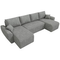 WOHLANDSCHAFT Rotterdam U mit Schlaffunktion Grau Bouclé - Grau, Textil (310/80/141cm) - Bromarkt