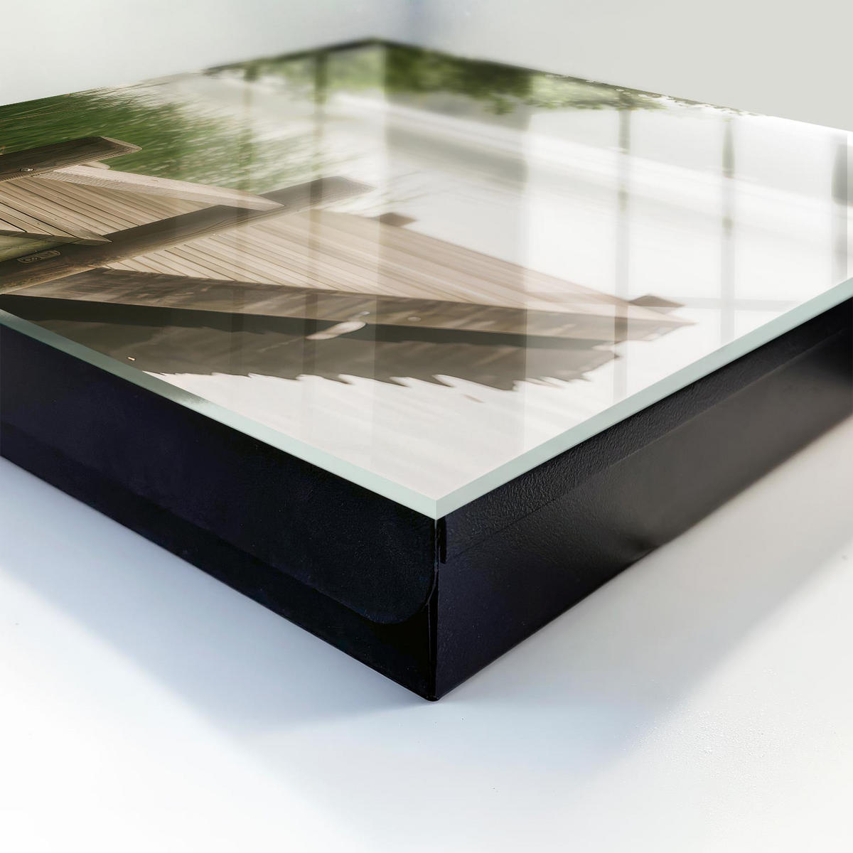 SCHLÜSSELBOX Schwarz 30x30 cm- Türöffnung nach rechts - See des Friedens - Grün, Metall (30/30/5cm) - TULUP