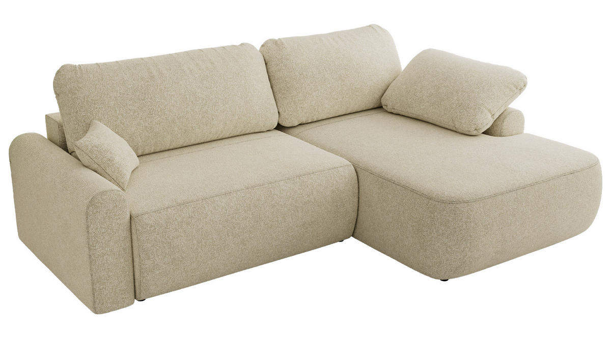 ECKSCHLAFSOFA CUBO L Creme Struktur - rechts - Creme/Schwarz, Kunststoff/Textil (187/273cm) - MKS