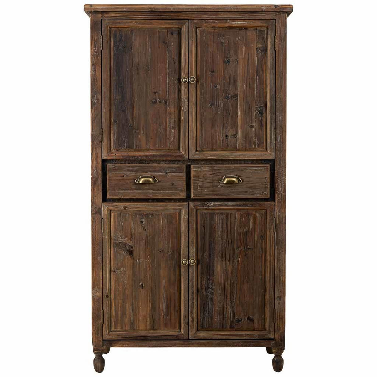 HOLZKLEIDERSCHRANK mit 4 türen und 2 schubladen 90x45x160 cm - Braun, Holz (90/160/45cm) - Wanderlust