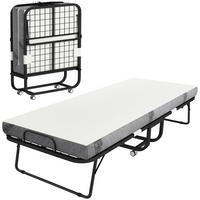 GÄSTEBETT 2-in-1 Klappbett mit Rollen klappbar Stahl+Schaumstoff Weiß+Schwarz - Weiß, Metall - HOMCOM