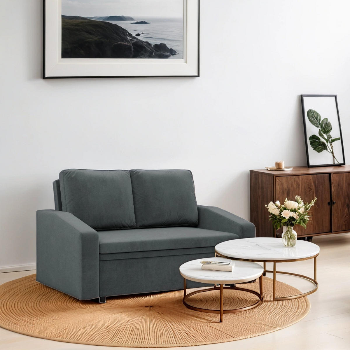 SOFA Neo mit abgeschrägter Armlehnen dunkelgrau - Dunkelgrau, Textil (148/90/87cm) - SIMKAM Furniture