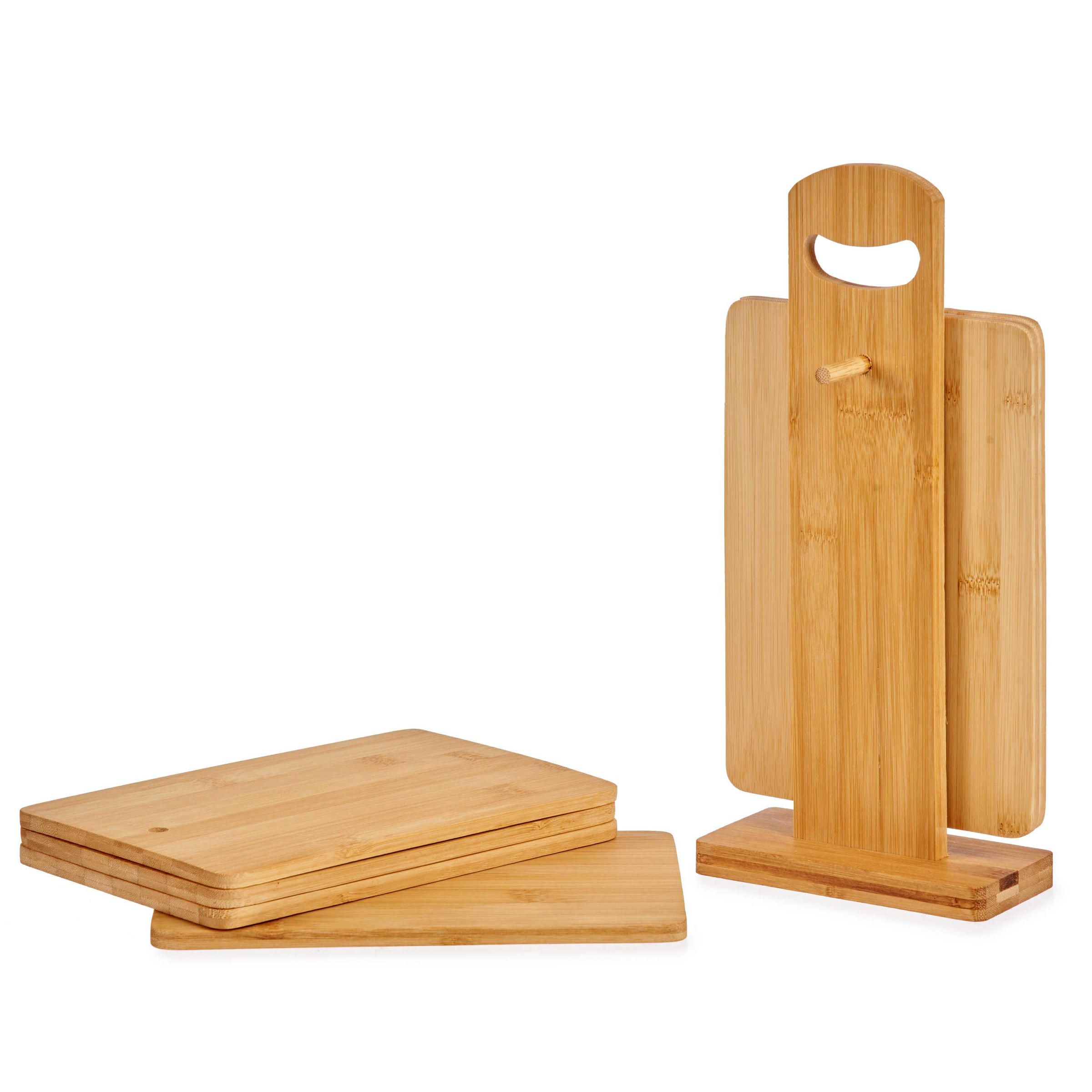 SCHNEIDEBRETTER Bambus 6er-Set mit Ständer - Braun, Naturmaterialien (14/31cm) - Kinvara
