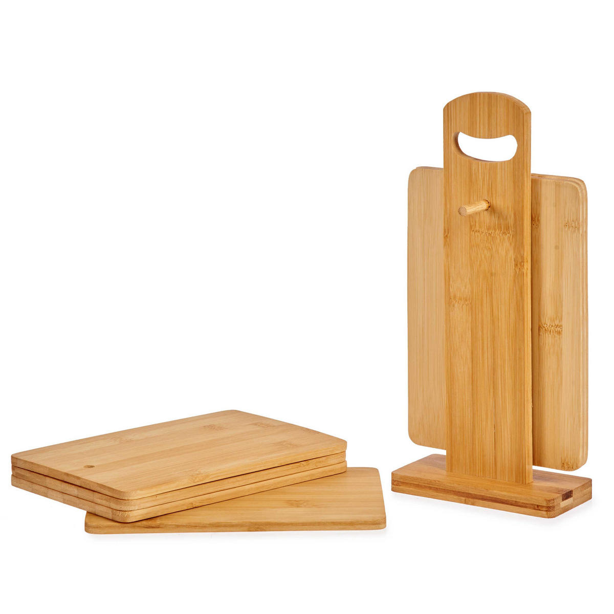 SCHNEIDEBRETTER Bambus 6er-Set mit Ständer - Braun, Naturmaterialien (14/31cm) - Kinvara