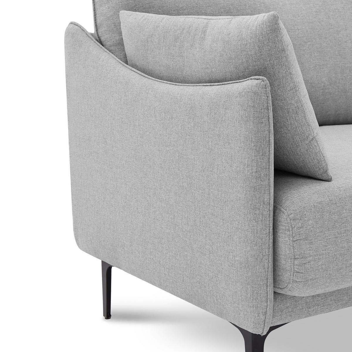 2-SITZER-SOFA Sasha industrielles aus hellgrauem Stoff - Hellgrau/Schwarz, Holzwerkstoff/Textil (173/86/85cm) - Sicaan