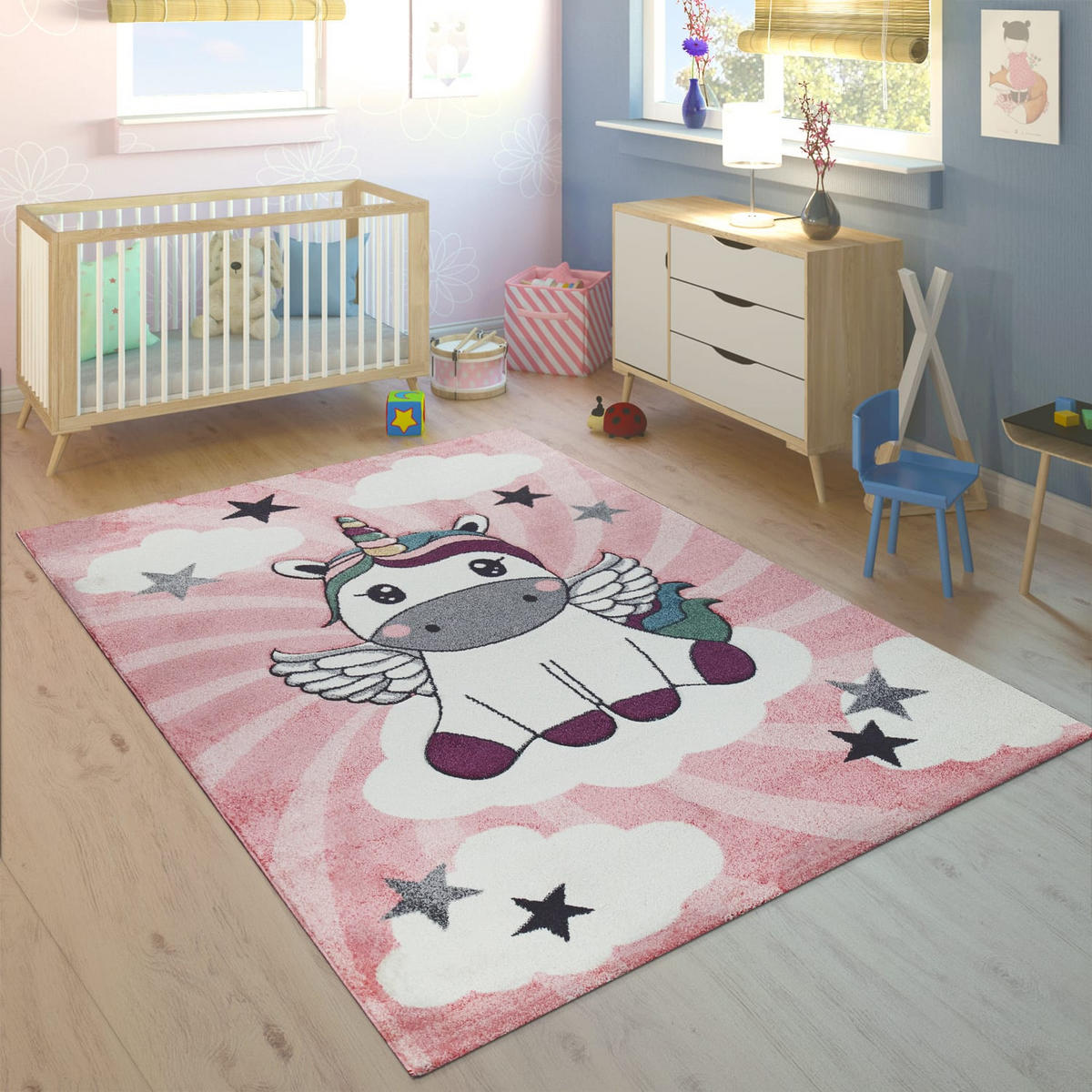 KINDERTEPPICH Einhorn Kinderzimmer schmutzabweisend Pink Rechteckig 140x200 - Rosa, Textil (140/200cm) - KADIMA DESIGN