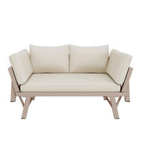 GARTENMÖBEL-SET 2-Sitzer Sofa Liegefunktion Klappbar Beige - Beige, Textil (60.5/66/167cm) - FLIEKS