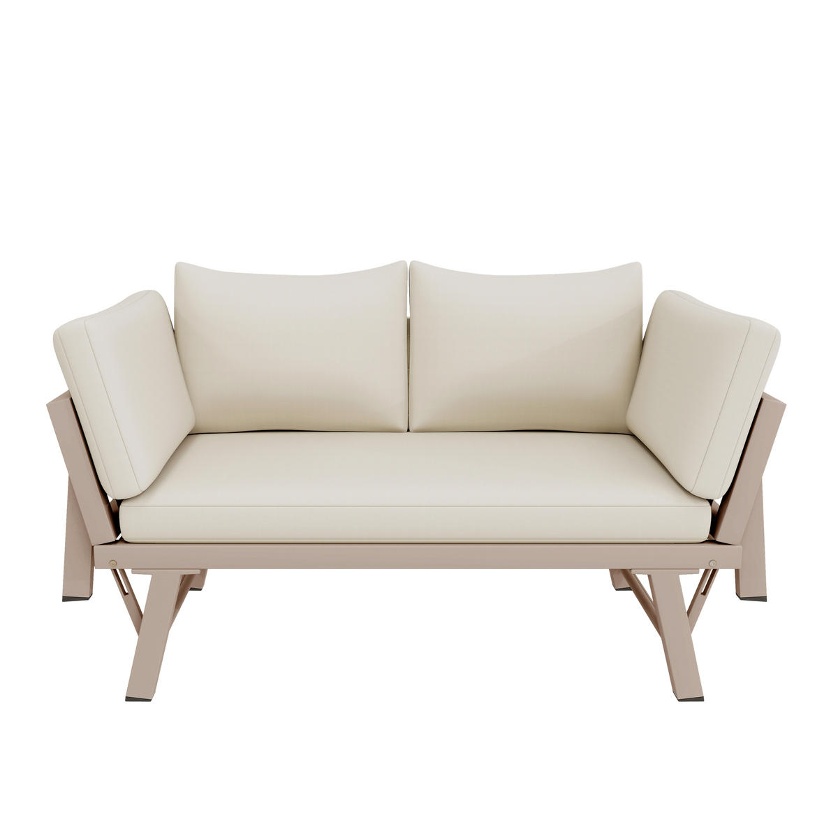 GARTENMÖBEL-SET 2-Sitzer Sofa Liegefunktion Klappbar Beige - Beige, Textil (60.5/66/167cm) - FLIEKS
