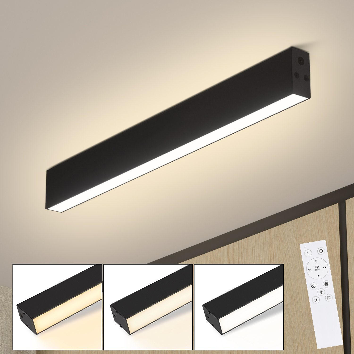 LED-DECKENLEUCHTE Werner 53.6/3.5/5.5 cm - Schwarz, Metall (53.6/3.5/5.5cm) - Nettlife