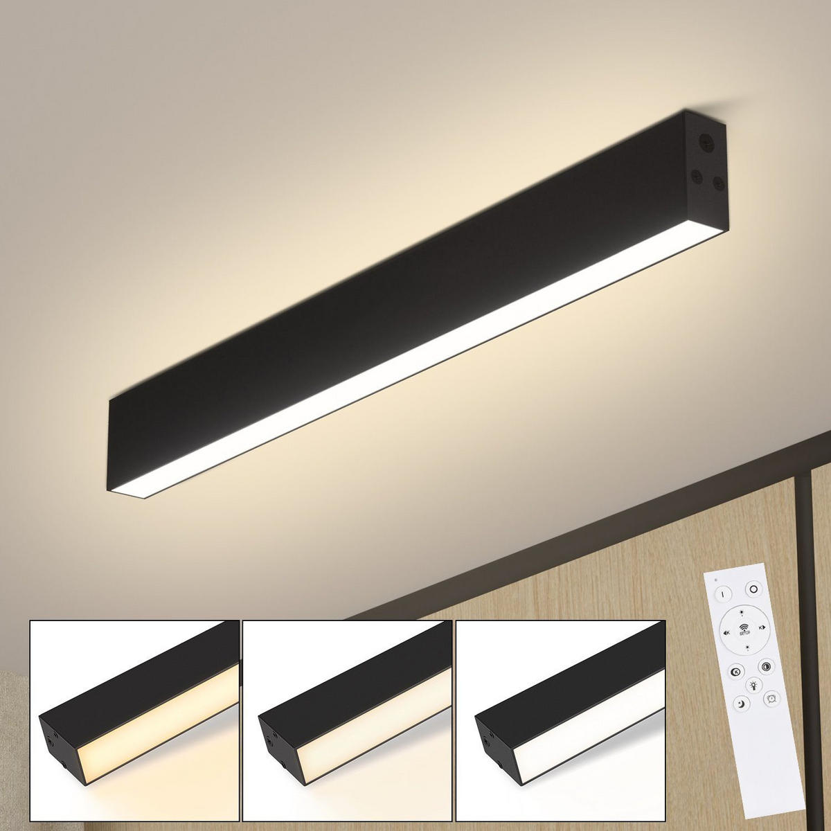 LED-DECKENLEUCHTE Werner 53.6/3.5/5.5 cm - Schwarz, Metall (53.6/3.5/5.5cm) - Nettlife