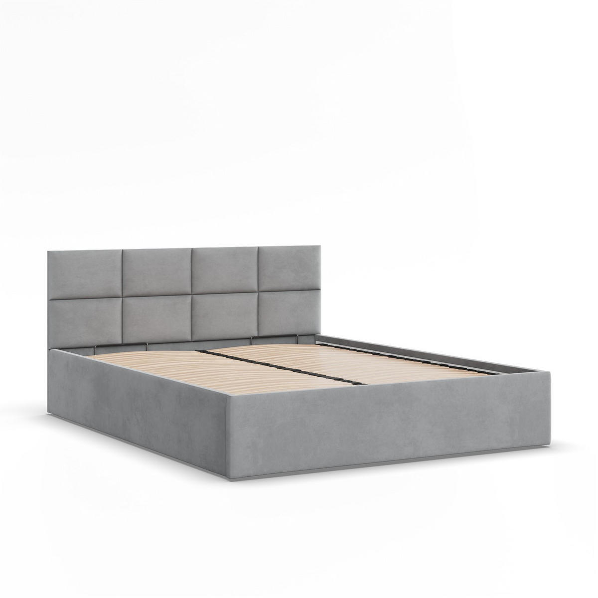 POLSTERBETT MIT KOPFTEIL 140x200 mit Bettkasten BORGO, Grau - Grau, Textil (140/200cm) - Mebligo