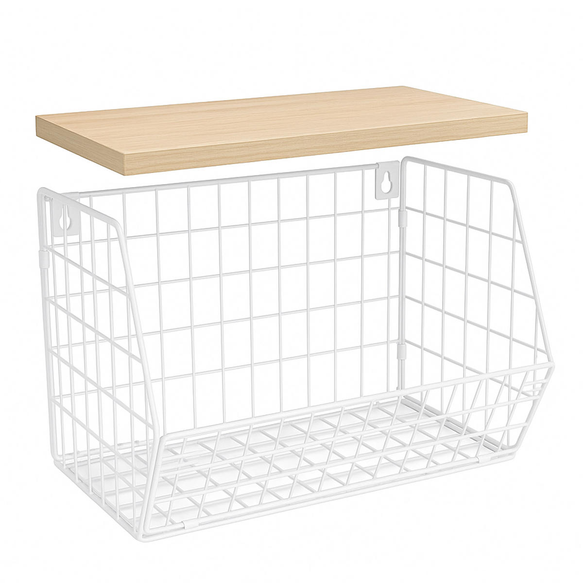 OBSTKORB Wandregal - Weiß, Holzwerkstoff/Metall (30cm) - Relaxdays