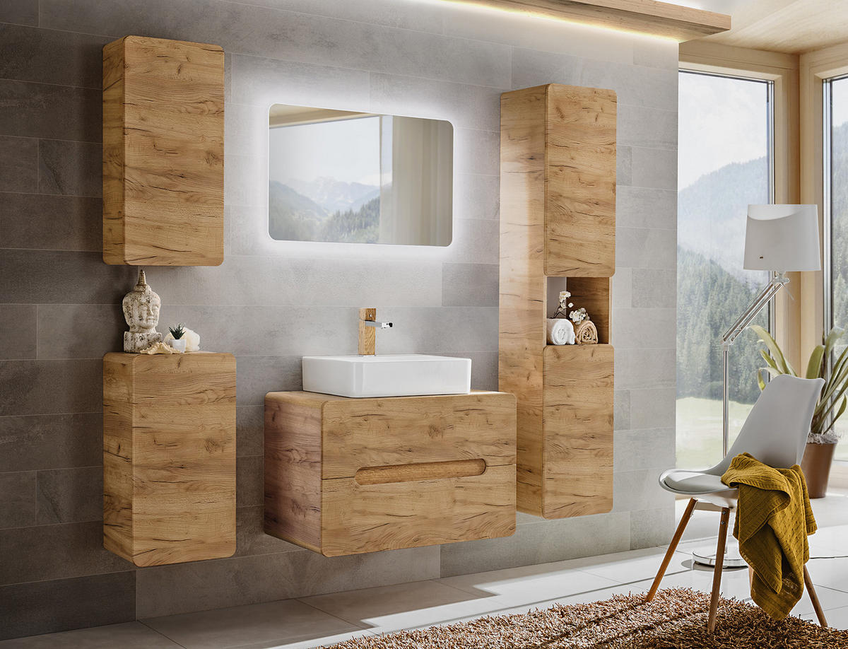 HOCHSCHRANK ARVIDA SZK4 Offenes Regal Eiche - Eichefarben, Holzwerkstoff (35/170/35cm) - Komodee
