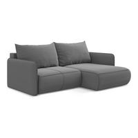 ECKSOFA mit Schlaffunktion Samt Stoff Grau - Schwarz/Grau, Kunststoff/Textil (207/148cm) - Makamii