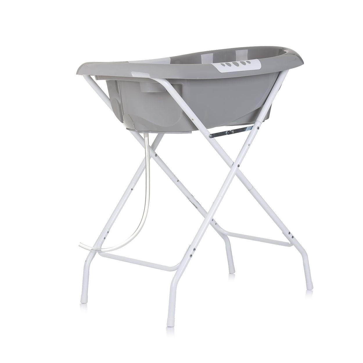BABYBADEWANNE Noemi grau klappbar, Ablauf, Ablagefächer, ab Geburt - Grau, Kunststoff (45/83cm) - Chipolino